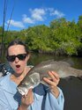 Host Emilia with Barramundi at remote Archer River