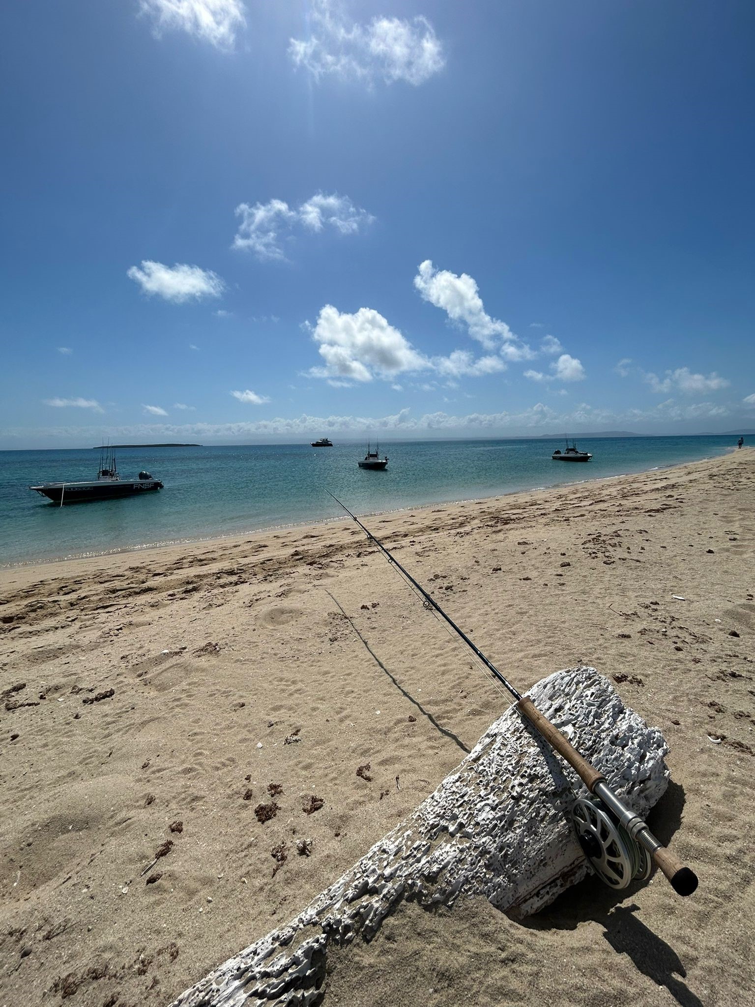 Fishing from a remote beach Great Barrier Reef